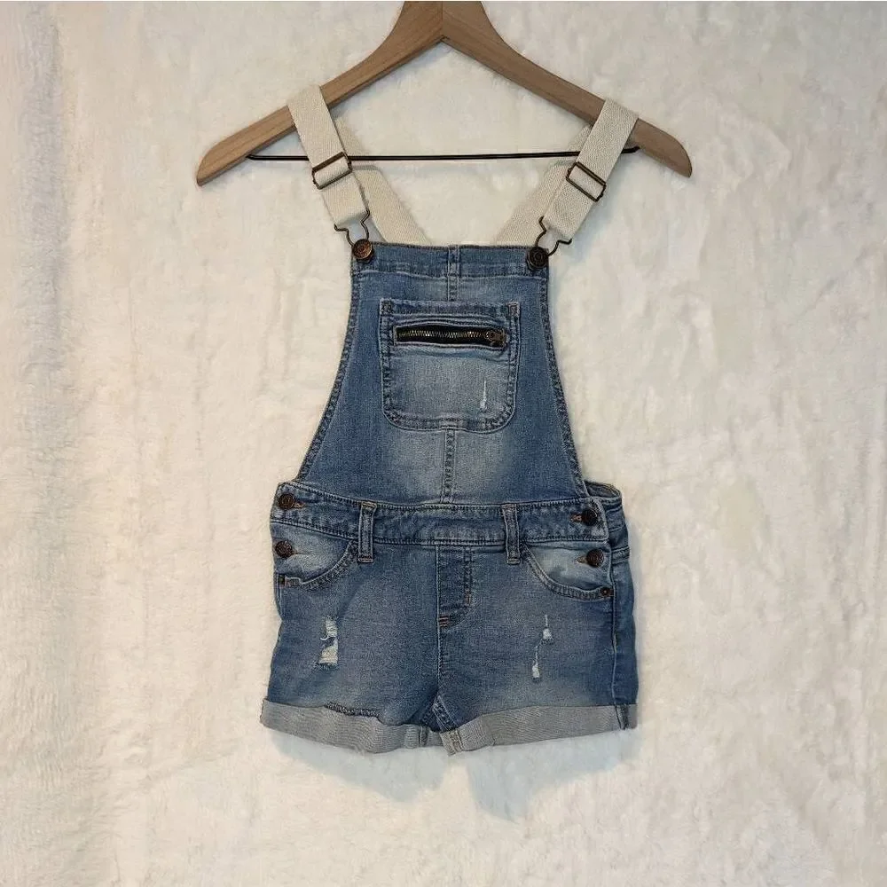 Justice Denim Romper Shorts Shortalls Blue Wash Girls Size 10